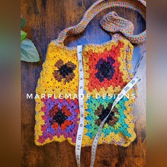 NWT 💜LINED crossbody granny square💜MarpleMade Designs 💜 acrylic LINED/ - Picture 4 of 12